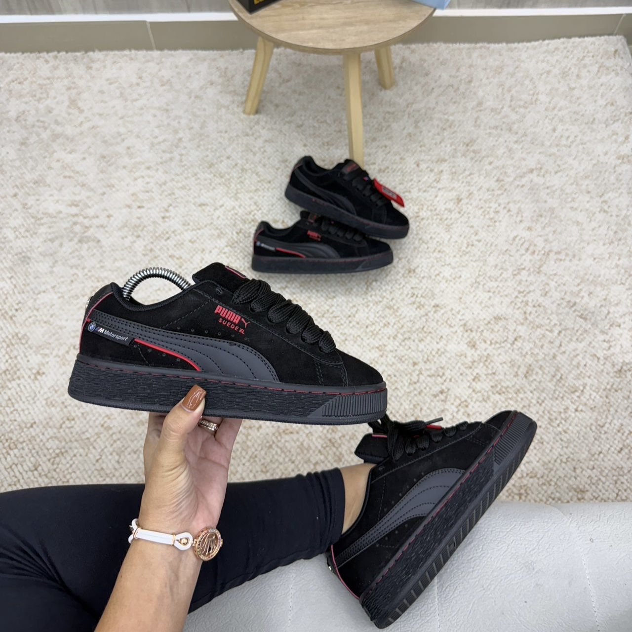 PUMA SUEDE XL NEGRA ROJA HOMBRE